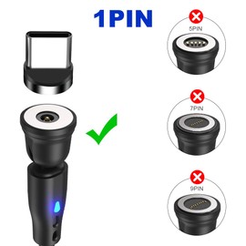 AXFEE 1-Pin Type C Magnetic Charging Cable Adapter, [3 Pack] 540°Magnetic Charging Cable Replacement Tip with 1 Organizer 1 Seesaw, Magnetic Connector Tip Heads for 12W Magnetic Charging Cable