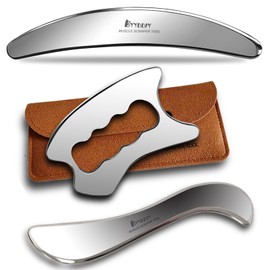 BYYDDIY 3 in 1 Stainless Steel Muscle Scraper Tools Set,Scraping Massage Tools for Physical Therapy,Derma Edge Massage Tool & GuaSha Massage Scraper Tool,IASTM Tools for Body (SXC)