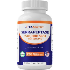 Vitamatic Serrapeptase 240,000 SPU Servings, 120 Delayed Released Capsules - Enteric Coated - Non-GMO- Made in The USA (120 Count (Pack of 1))