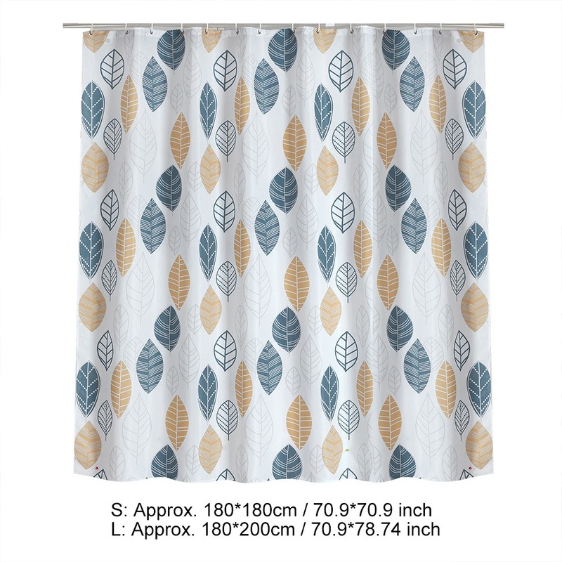 Polyester Leaves Painting Shower Bath Curtain Waterproof Bathroom Curtain (S)
