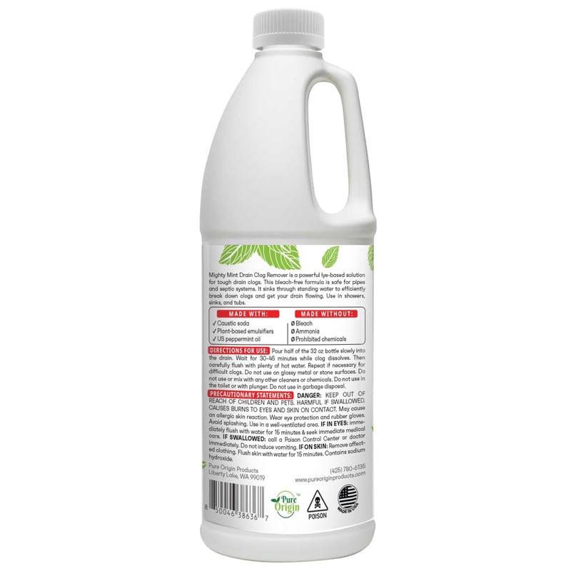 Mighty Mint Drain Clog Remover, Safe for Pipes and Septic,