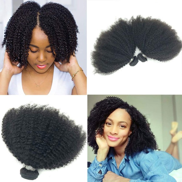 12 inches, 1 bundle 100 grams, Brazilian virgin hair, a bundle of African black curls, the colour is natural black
