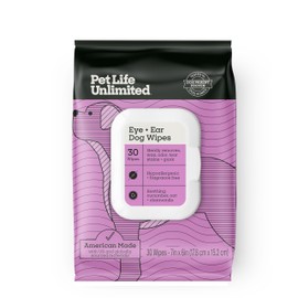 Pet Life Unlimited Dog Ear Wipes, Dog Eye Wipes - Plant-Based Dog Ear Cleaner Wipes with Moisturizing Aloe Leaf & Soothing Chamomile - Fragrance Free Eye and Ear Wipes for Dogs - 30 Count (Pack of 1)