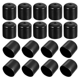PATIKIL 32mm/1.26" Rubber End Caps, 18pcs PVC Cover Flexible Cap Cover Bolt Protector Screw End Bolt Tube Thread Cap, Black