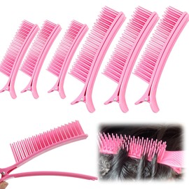 6pcs Grip Clips for Hair Sectioning Hair Clip for Styling Sectioning Combs Clips for Woman Man Hair Coloring Styling Cutting Sectioning DIY (Pink,3large+3small)