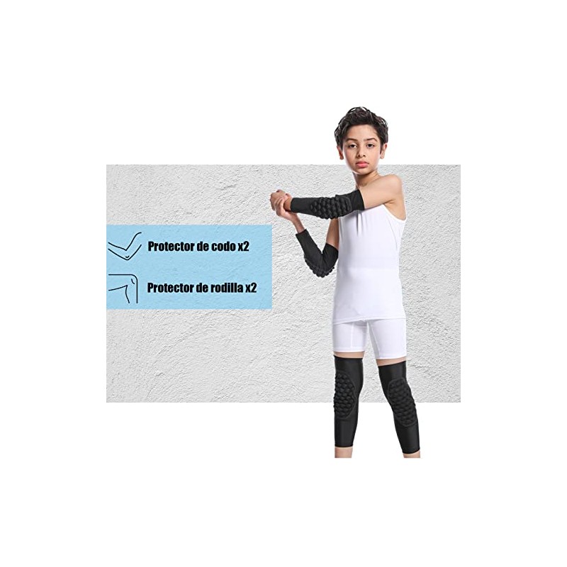 EOTOW Rodilleras para Niños Ropa Deportiva, 2 Pares de Protector