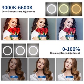 GSKAIWEN 25inch 75W 3000K-6600K Dimmable Bi-Color LED Large Ring Light with Stainless Steel Heavy Duty Photography Light Stand, Soft Tube for Makeup, Selfie, YouTube, Eyebrow, Tattoo, Beauty, Eyelash