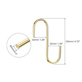 sourcing map S Hanging Hooks, 5inch(120mm) Extra Long Steel Hanger, Indoor Outdoor Uses for Garden, Bathroom, Closet, Workshop, Kitchen, Gold Tone, 2Pcs