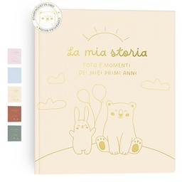 HuBorns - My First Year Baby Album up to 5 Years for Gluing Photos and Writing with 50+ Pages and Stickers, Photo Album Baby Girls and Boys, Memory Book, Ideal as Gifts for Birth