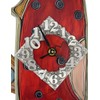 American Made Whimsical Red Hen Wall Clock, Carved Wood &