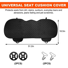 KVAEY Linen Back Car Seat Cover, Anti-Slip Long Bottom Rear Seat Cover Protector with Storage Pockets, Breathable Linen Rear Bench Seat Protector Cushion Pad for Most Vehicles (Black, Back)