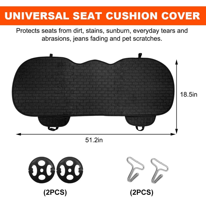 KVAEY Linen Back Car Seat Cover, Anti-Slip Long Bottom Rear
