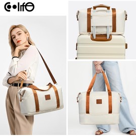 COOLIFE Cabin Bag 45×36×20 for Easyjet Airlines Underseat,Travel Holdall Carry on Hand Luggage Weekend Bag for Women，Travel Duffel Bag, Weekend Bag with Trolley Sleeve