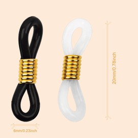 Eyeglass Chain Ends Adjustable Rubber Ends Connectors Anti-slip Strap Holder Chain Loops for Eye Glasses (4 Colors, 24 Pieces)