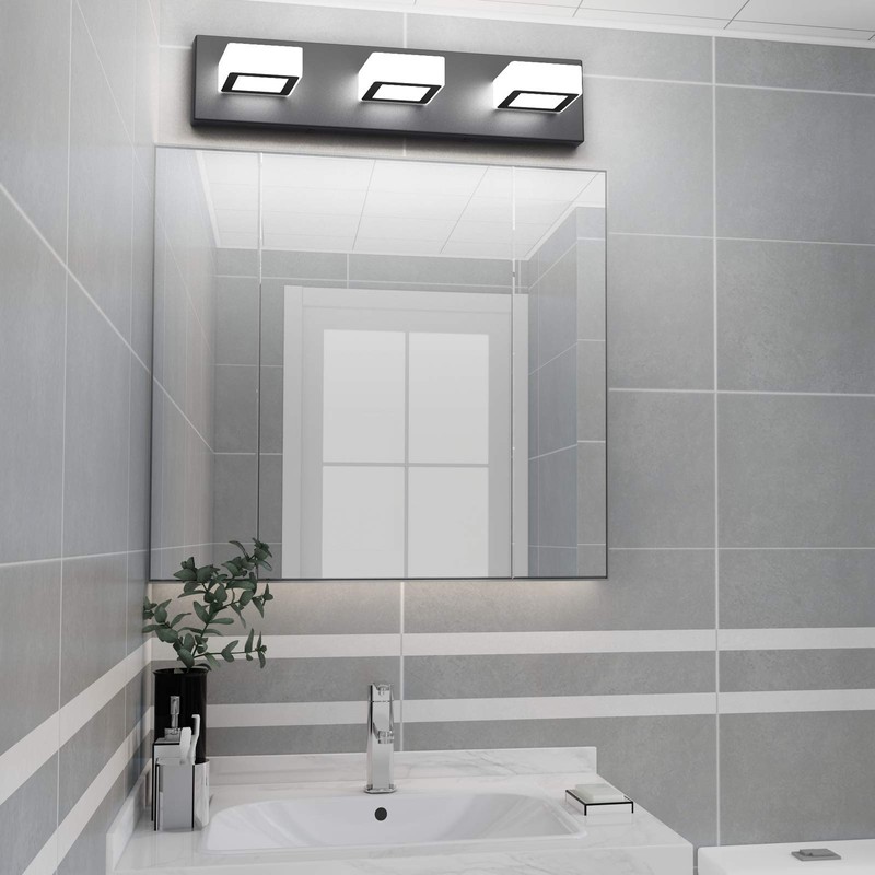 Ralbay LED Modern Black Bathroom Vanity Lights 3 Lights Acrylic