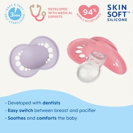 MAM Original Matte Baby Pacifier, Pink/Purple/Blue, 6-16 Months (4 Count)