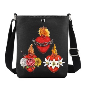 G2TUP Holy Family Hearts Crossbody Bag Sacred Heart Gifts Immaculate Heart Most Chaste Heart Of Joseph Catholic Shoulder Bag (3Red Hearts)