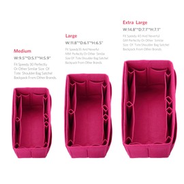 ZTUJO Felt Purse Organizer, Multi Pocket Bag in Bag Organizer For Tote & Handbag Shaper, Speedy 30, Speedy 35 and Speedy 40, Rose, Medium