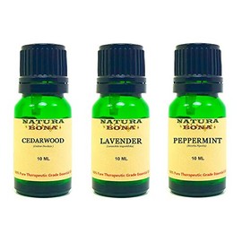 Essential Oil Sets 100% Pure & Therapeutic Grade for Diffusers Body Massage Skin Aromatherapy; 3-Pack EO Kit, 10ml Each Euro Glass Droppers (Cedarwood, Lavender, Peppermint)