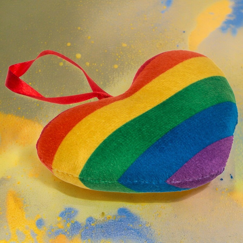 MIJOMA Rainbow Mini Plush Heart, Pride Pendant, 10 cm, 100%