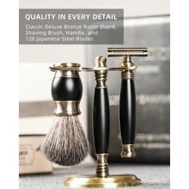 FREED Luxury Shaving Set for Men - Double Edge Safety Razor with alloy handle include 120 count Japanese 6cr13 Stainless Steel blade, It's the best gift for men, fathers,or birthdays