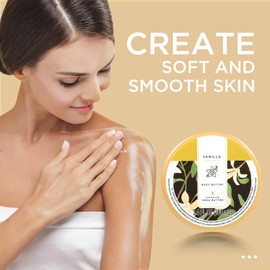 Princess Belle Vanilla Body Butter, Shea Body Butter for Women and Men Dry Skin, Vanilla Scented Body Care, Deep Moisturizing and Softening-100ml(3.4 floz)