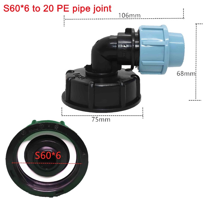 s60x6 Adapter IBC Tank Thread Connector for Mdpe Water Pipe