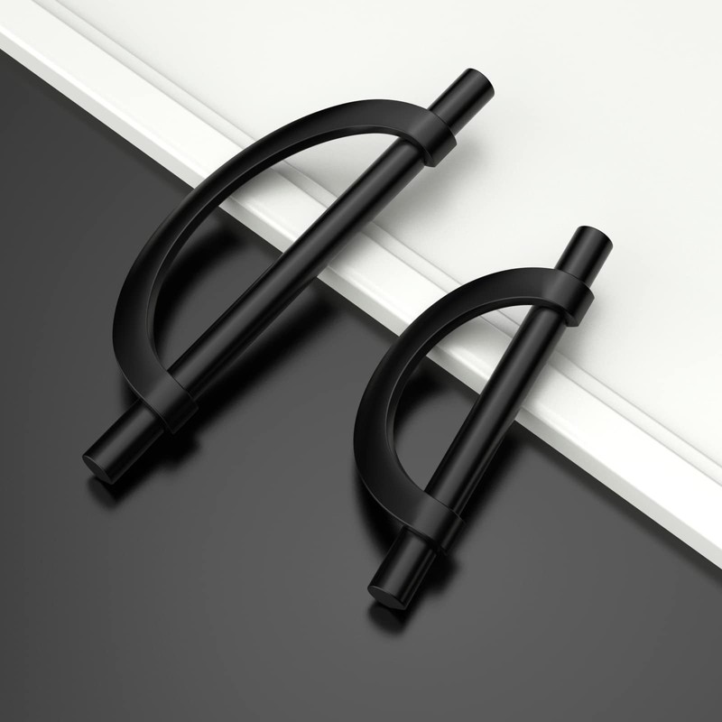 Amerdeco 10 Pack Matte Black Cabinet Pulls 3.75 Inch(96MM) Hole