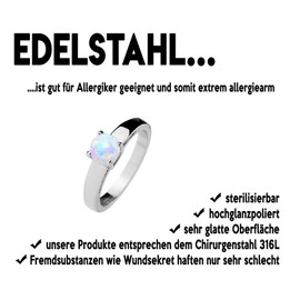 eeddoo® Women's Stainless Steel Finger Ring with Exposed Opal Gemstone, Stainless Steel, Opal