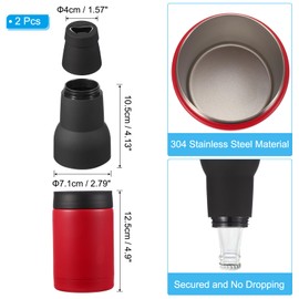 PATIKIL Schlanker Dosenkühler, 2 Stück 12oz Skinny Can Isolierter Bierhülsen-Getränkehalter mit Flaschenöffner für Bier, Limonade, Kaffee, Normale Dosen und Flaschen, rot