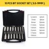 15 Pcs Power Nut Driver Drill Bit Set 5.5-19mm Chrome