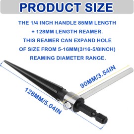 JONMON Tapered Reamer - 5-16mm Hand Straight Flute T Handle Construction Taper Bridge Reamer Bit Tool for Plastic Wood Alloy Steel Metal