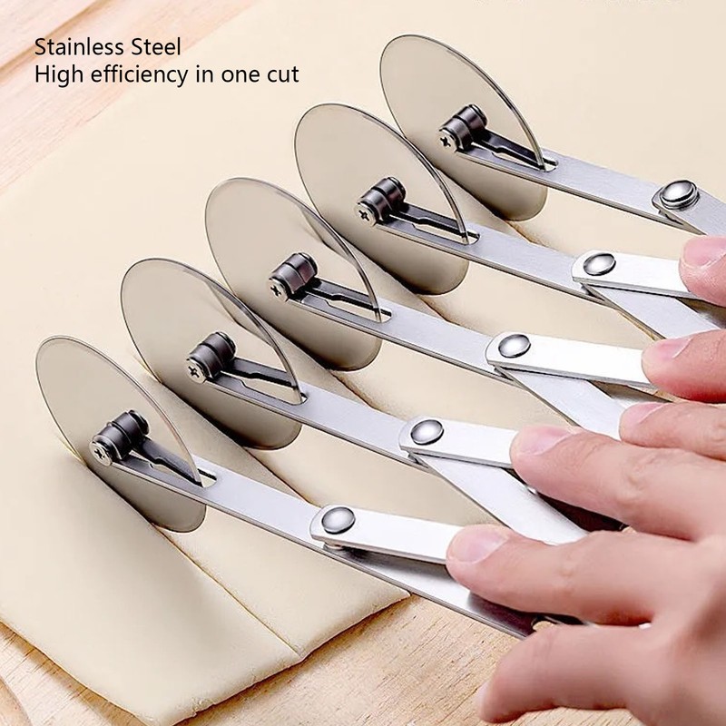 7 Wheel Pastry Cutter Roller Stainless Steel Multifunction Adjustable Width