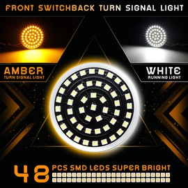 QUASCO Led Turn Signal Lights 1157 Front + 1156 Rear Blinkers with Smoked Lens for 2 Inch Bullet Housing Compatible with Harley Dyna Sportster Softail Road Street Glide Road King Cruiser Turing