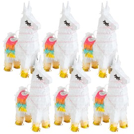 6 Pack of Mini Llama Pinatas for Birthday Celebration, Cinco de Mayo Fiesta Decorations, Animal-Themed Party Supplies, Party Favors, Easy To Fill (10.5x5x2 Inches)