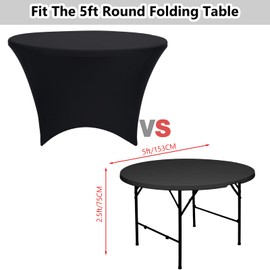 Zdada 5ft Round Stretch Table Cover Spandex Table Cloth Tight Fitted Tablecloths Trestle Table Cover Banquet Wedding Craft Table Cover