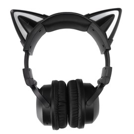 Cat Ear Headphones, Foldable Gaming Headset with Led Light Stereo Sound, Over Ear Headsets with Built - in Mic for Pc Laptop Smartphone Kids Adult Gift
