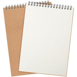 Engrowtic Graph Paper Spiral Notepad A5 Top Wirebound Notepad Grid Notebook Steno Pads Memo Notepads Grid Paper 140 Pages for Writing Sketching Drawing Office Supplies(Kraft,2 Pack)