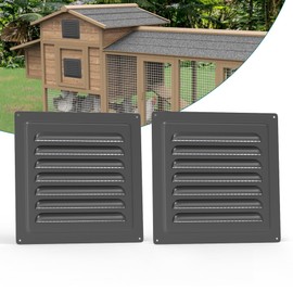 Forestchill Air Vent Louver for Chicken Coop, 2 Pack 10" x 10" Air Vent Grilles with Built in Screen Mesh, Louvered Exhaust Grille for Chicken Coops Ventilation, Black