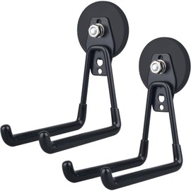 ULIBERMAGNET Magnethaken, Schnurlose Bohrhaken Heavy Duty, Power Tool Organizer, Großer Manget mit Haken für Werkstattorganisation, 2 Packung für Bohrer, Gartenwerkzeuge (schwarz)
