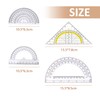 3 Pieces Transparent Protractors and 1 Piece Triangle Ruler, Plastic