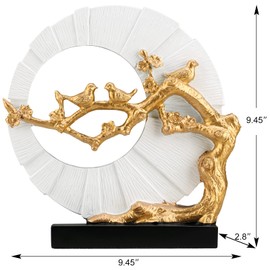 DOVDOV White and Gold Home Decor, Bird Statue, Gold Modern Home Decor for Home Living Room, Coffee Table, TV Cabinet, entryway into, Shelves Decorated with Gold Figurines