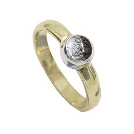 SILVERTROVE Gemstone Sterling Silver and Brass Band Ring for Men and Women in All Sizes Jewellery CRG1094AA, Gemstone Precious metal gemstone, Black Rutile Quartz