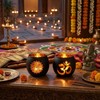 Glass Om Candle Holder Set - 2 Pcs Black Diwali