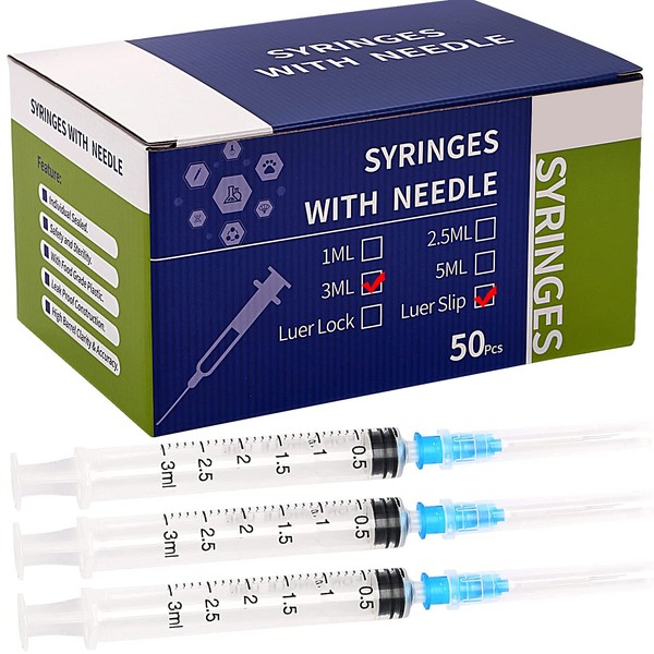 50Pack 3ml Syringes Individual Package Suitable for Industrial, Scientific, Measuring,