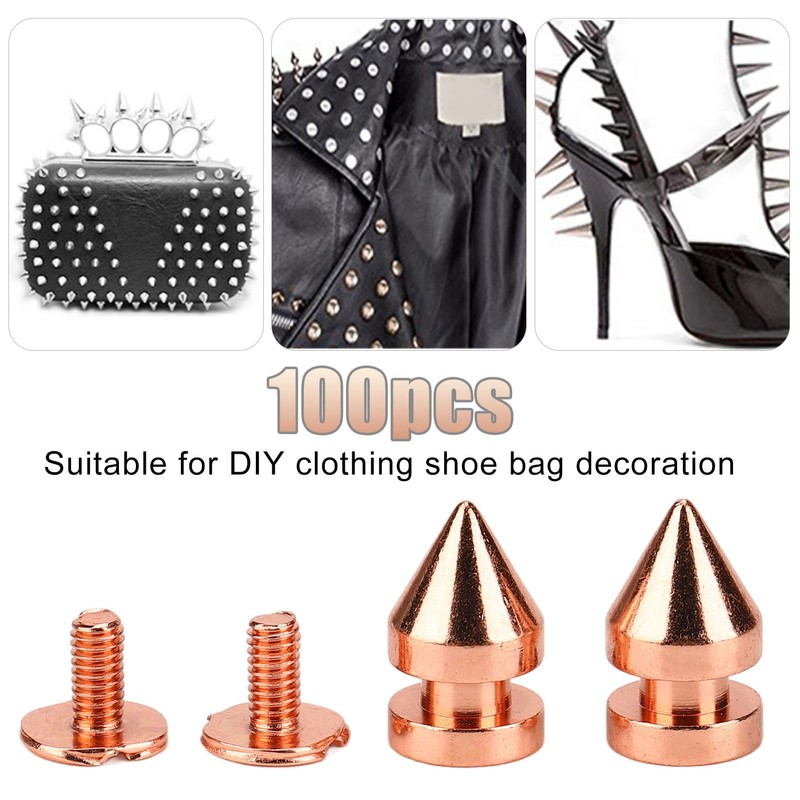 100 Sets Spiked Cone Spike Stud Rose Gold High Hardness