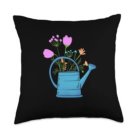 Tulips Watering Can Gardener Or Florist Throw Pillow