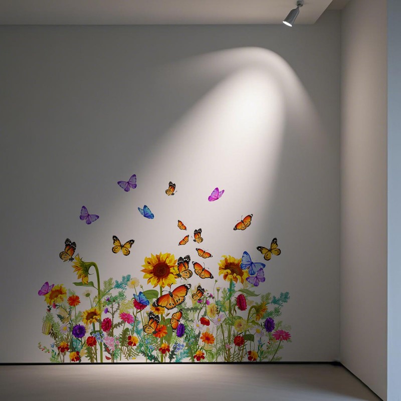 2PCS BMYUK Window Sticker Spring Window Sticker Garden Flowers Summer