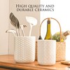 JOJUNO White Ceramic Utensil Holder – Set of 2 Embossed
