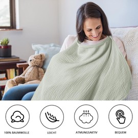 Nursing Cloth Nursing Apron, Soft and Breathable Nursing Scarf Cotton Nursing Apron for On the Go, Nursing Cover Gifts for Mother (Khaki (Neutral)) (Grey Green)